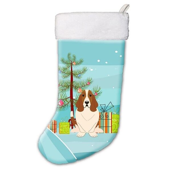 Carolines Treasures Carolines Treasures BB4146CS Merry Christmas Tree Basset Hound Christmas Stocking - BB4146CS