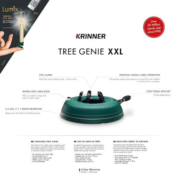 Krinner Krinner Tree Genie XXL Metal Real Christmas Tree Stand 12 ft. - 94720