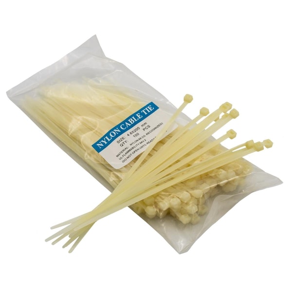 Queens Of Christmas 8 in. Zip Ties, White, 600PK - ZIPT-8W-600PK