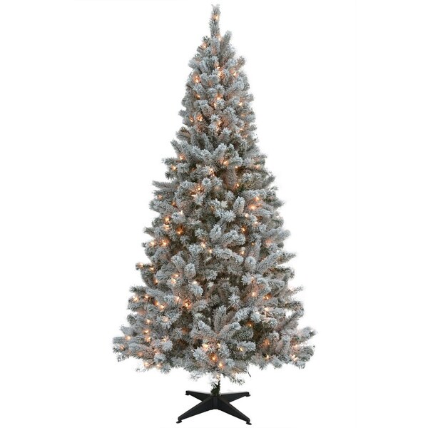 Platinum Celebrations 7-1/2 ft. Slim Incandescent 300 lights Flocked Fir Christmas Tree - TFFIR75M00A