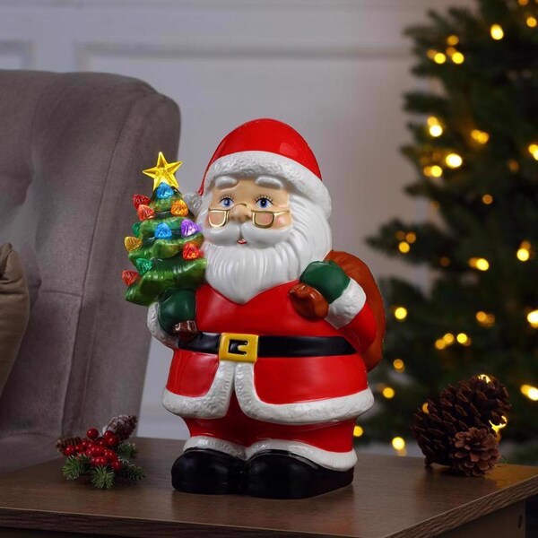Mr. Christmas Mr. Christmas LED Ceramic Santa Claus with Tree Table Decor 9.25 in. - 10892AC