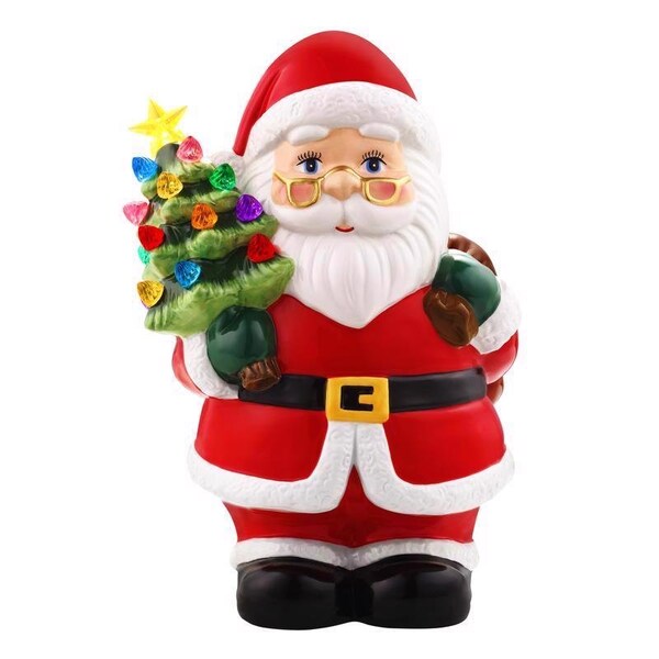 Mr. Christmas Mr. Christmas LED Ceramic Santa Claus with Tree Table Decor 9.25 in. - 10892AC