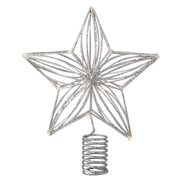 Lumineo Lumineo LED Silver Glitter Star Tree Topper 10 in. - 483844
