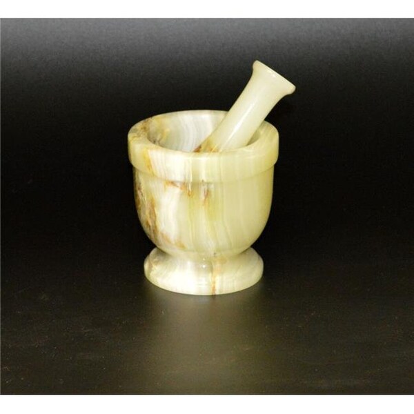 Marble Crafter Marble Crafter MO96A-LG 4 in. Traditional Style Mortar & Pestle Set; Light Green Onyx - MO96A-LG