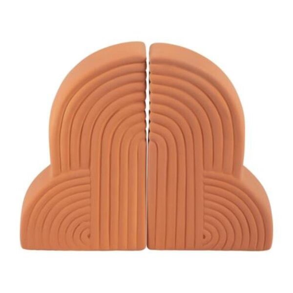 Muebles 13 x 10 in. Ceramic Arches Bookends, Terracotta - Set of 2 - MU3194882