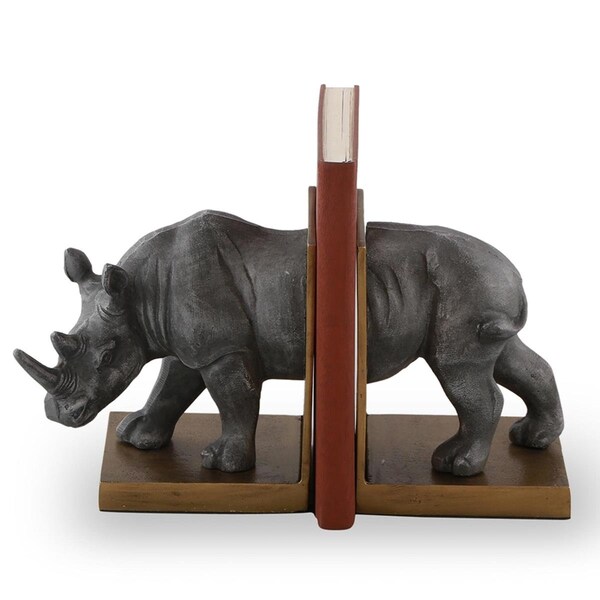 Spi Home 7.5 x 7.5 x 5 in. Rhino Bookends, Aluminum - 41057