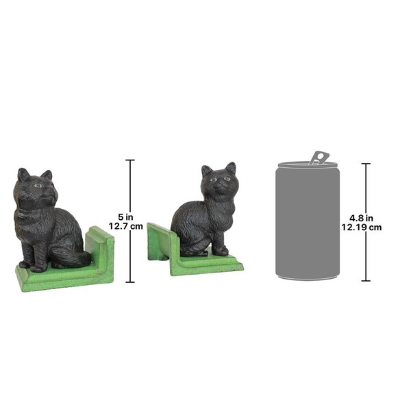 Design Toscano Kitten Kibitzing Cat Cast Iron Sculptural Bookend Pair - SP1457