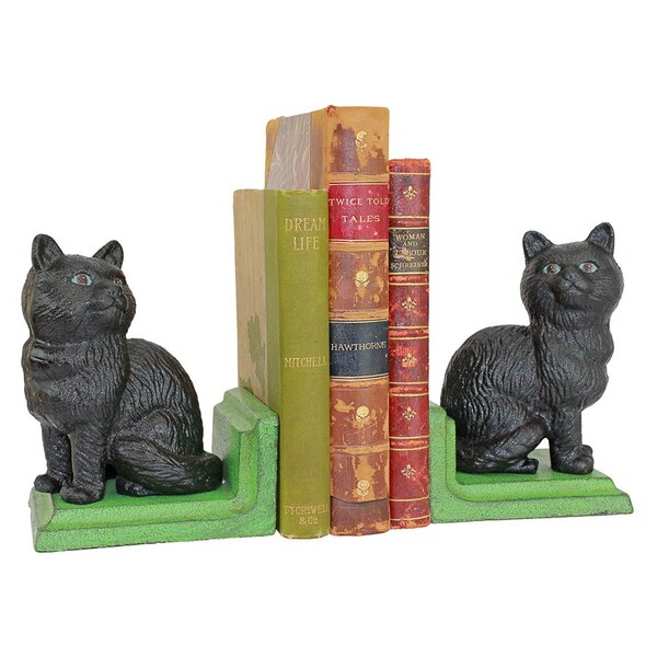 Design Toscano Kitten Kibitzing Cat Cast Iron Sculptural Bookend Pair - SP1457