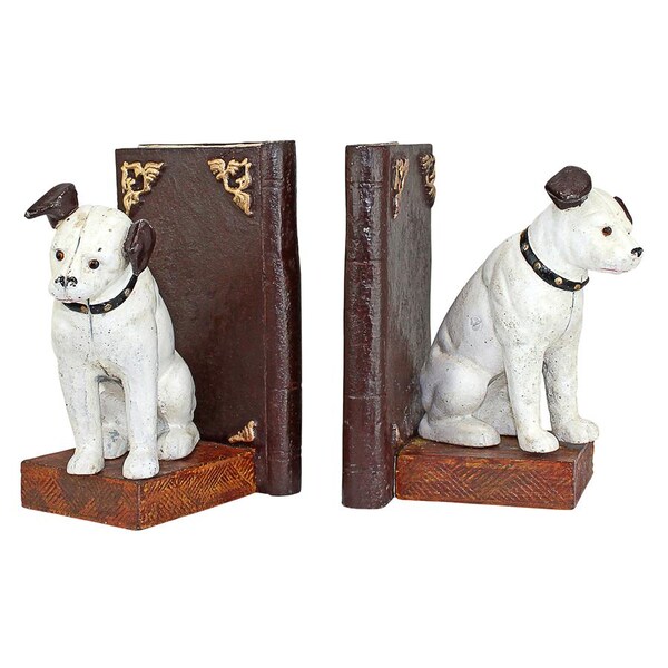 Design Toscano Nipper the Dog Cast Iron Sculptural Bookend Pair - SP1154