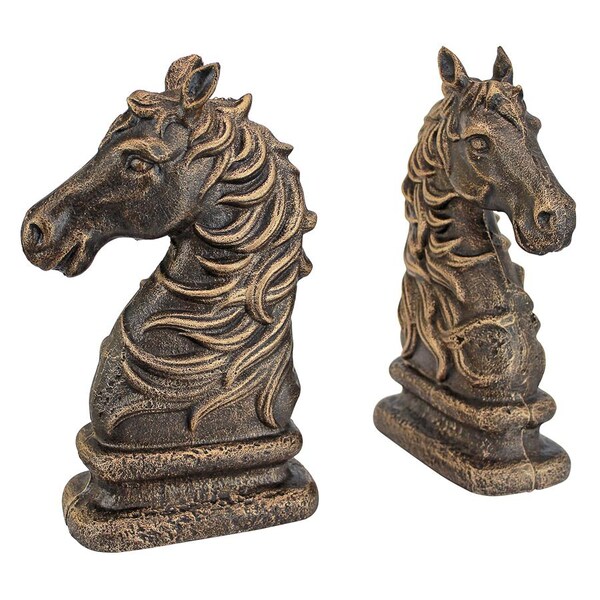 Design Toscano Stallion Silhouette Horse Cast Iron Sculptural Bookend Pair - SP2925