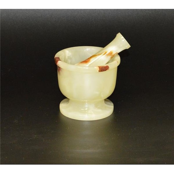 Marble Crafter Marble Crafter MO96C-LG 4 in. Modern Style Mortar & Pestle Set; Light Green Onyx - MO96C-LG