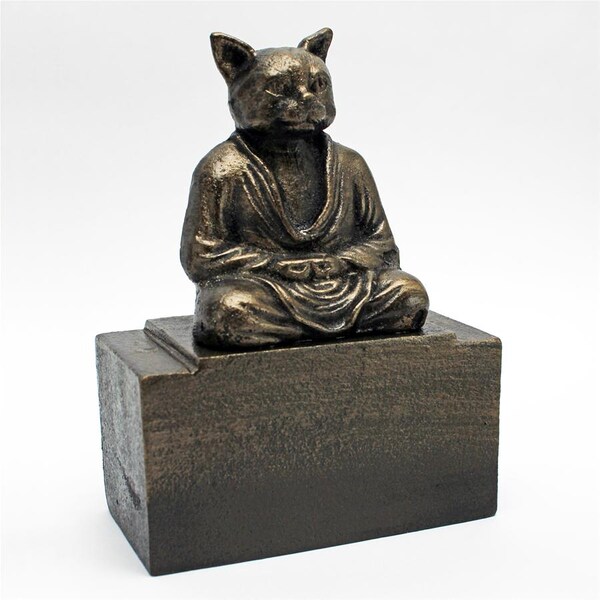 Design Toscano Spirit of Zen: Meditating Cat Cast Iron Bookend, PK 2 - SP97402