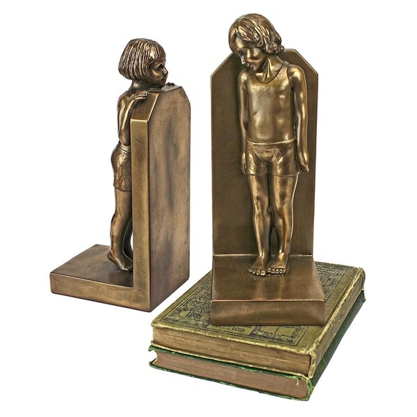 Design Toscano Simplicity (1913) art Deco Children Sculptural Bookend Pair - PD3526