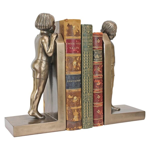 Design Toscano Simplicity (1913) art Deco Children Sculptural Bookend Pair - PD3526