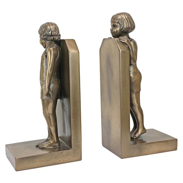 Design Toscano Simplicity (1913) art Deco Children Sculptural Bookend Pair - PD3526
