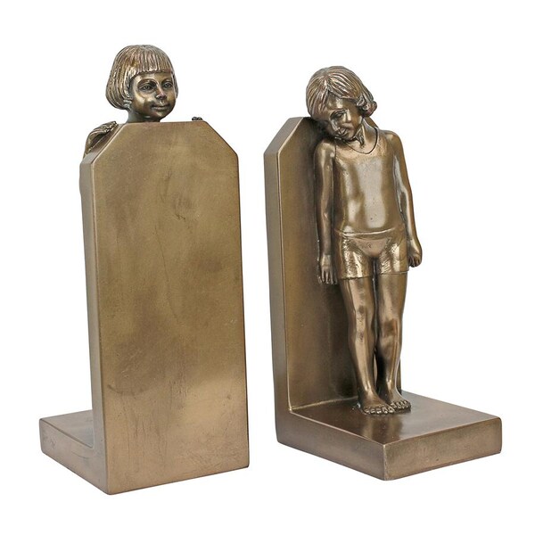 Design Toscano Simplicity (1913) art Deco Children Sculptural Bookend Pair - PD3526