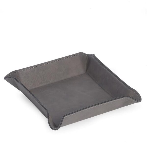 Bey Berk International Bey-Berk International UC100G Leatherette Square Valet Tray; Grey - UC100G