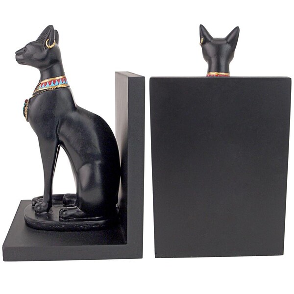 Design Toscano Bastet Cat Goddess of Ancient Egypt Sculptural Bookends - JQ7905
