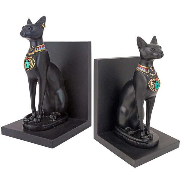 Design Toscano Bastet Cat Goddess of Ancient Egypt Sculptural Bookends - JQ7905