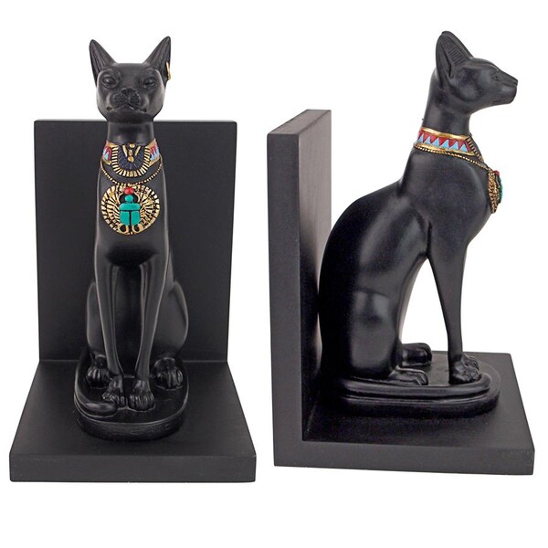 Design Toscano Bastet Cat Goddess of Ancient Egypt Sculptural Bookends - JQ7905