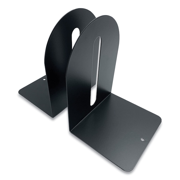 Huron Steel Bookends, Fashion Style, Nonskid, 5.5 x 4.75 x 7.25, Black, Pair - HASZ0089