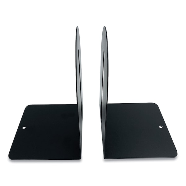 Huron Steel Bookends, Fashion Style, Nonskid, 5.5 x 4.75 x 7.25, Black, Pair - HASZ0089