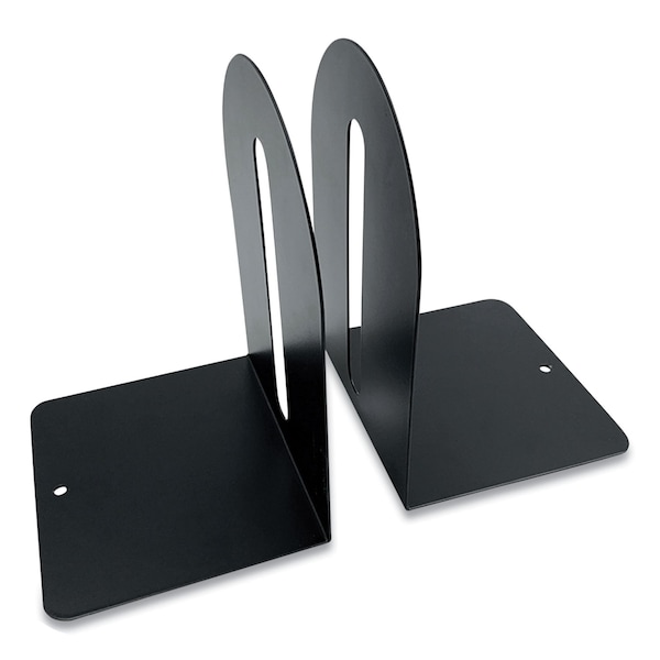 Huron Steel Bookends, Fashion Style, Nonskid, 5.5 x 4.75 x 7.25, Black, Pair - HASZ0089