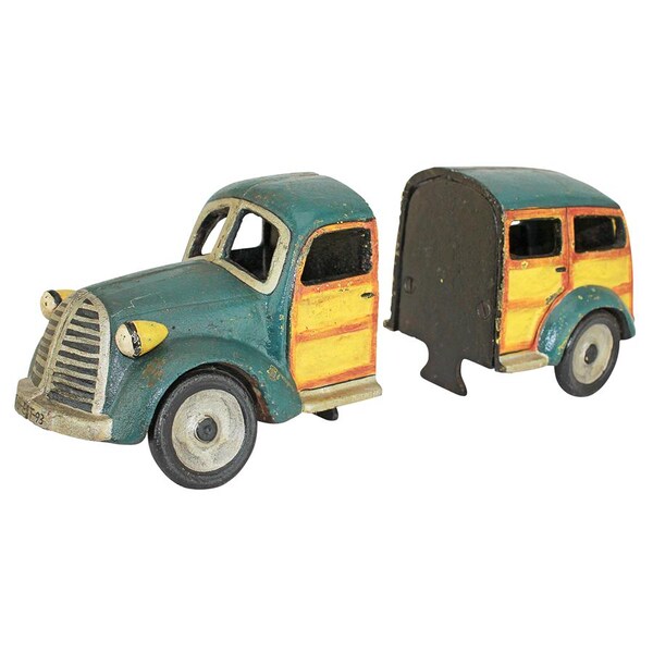 Design Toscano Woodie Wagon Cast Iron Sculptural Bookend Pair - SP2155