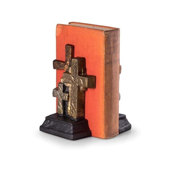 Bey Berk International Bey-Berk International R10Z Cast Metal Cross Bookends; Bronze - R10Z