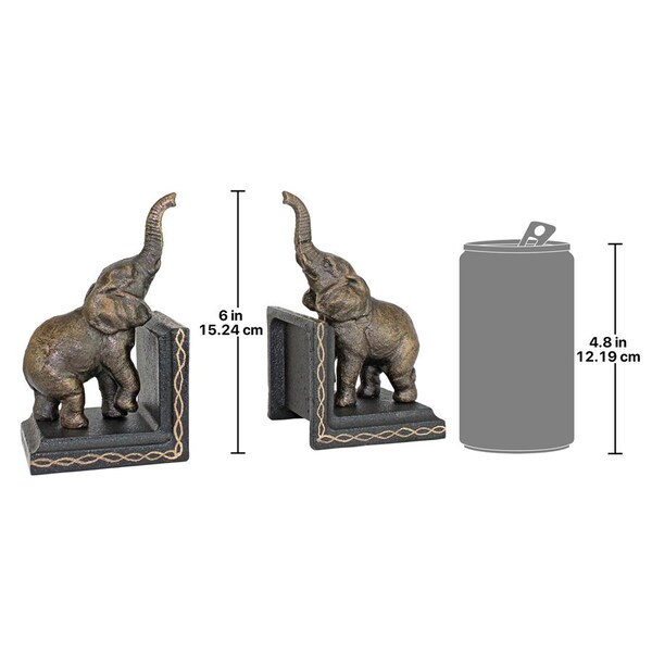 Design Toscano Triumphant Elephant Cast Iron Sculptural Bookend Pair - SP2869