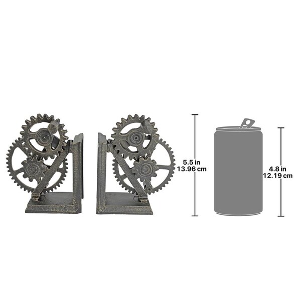 Design Toscano Industrial Gear Sculptural Iron Bookends - QH9631