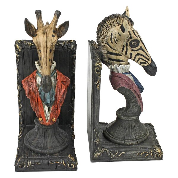 Design Toscano Serengeti Soiree Giraffe and Zebra Bookends - QS92460