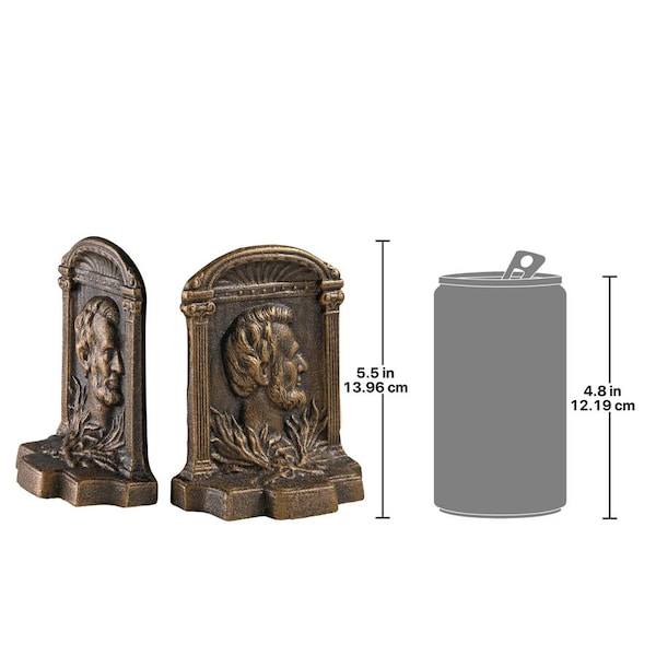 Design Toscano Abraham Lincoln (1809-1865) Cast Iron Sculptural Bookends - SP3038