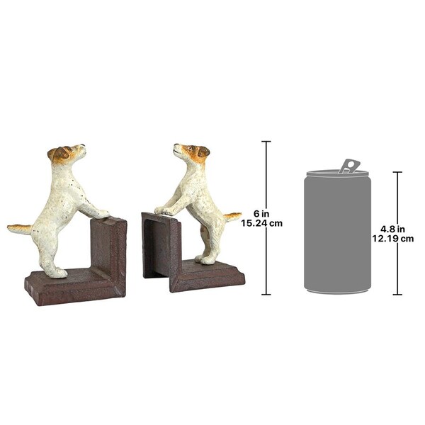 Design Toscano Jack Russell Terrier Dog Cast Iron Sculptural Dog Bookend Pair - SP2527
