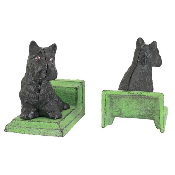 Design Toscano Sitting Scotty Dog Cast Iron Sculptural Bookend Pair - SP1331