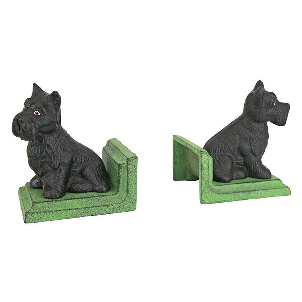 Design Toscano Sitting Scotty Dog Cast Iron Sculptural Bookend Pair - SP1331