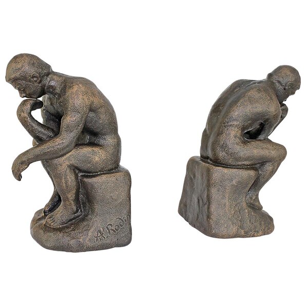 Design Toscano Rodin s Thinker Cast Iron Sculptural Bookend Pair - SP2926