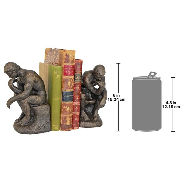Design Toscano Rodin s Thinker Cast Iron Sculptural Bookend Pair - SP2926
