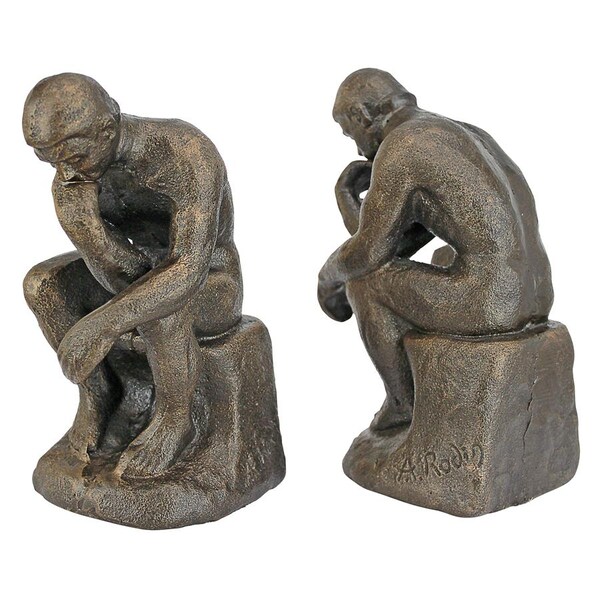 Design Toscano Rodin s Thinker Cast Iron Sculptural Bookend Pair - SP2926
