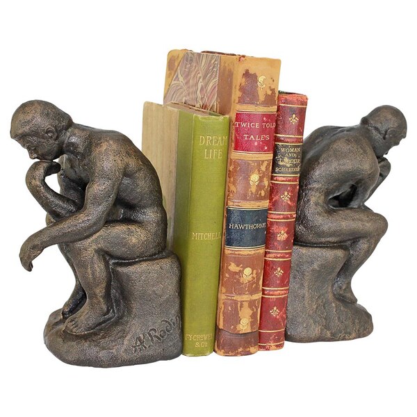 Design Toscano Rodin s Thinker Cast Iron Sculptural Bookend Pair - SP2926