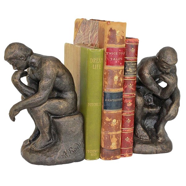 Design Toscano Rodin s Thinker Cast Iron Sculptural Bookend Pair - SP2926