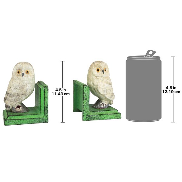 Design Toscano Wise Snowy Owl Cast Iron Sculptural Bookend Pair - SP2819