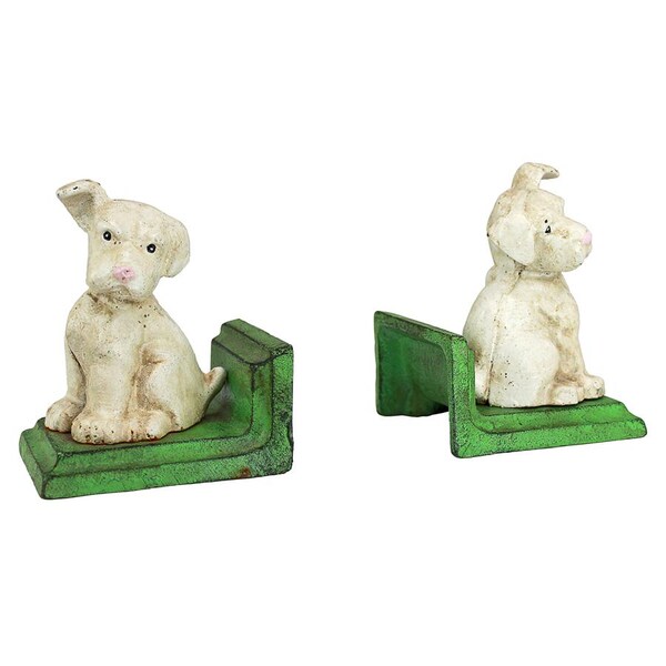 Design Toscano Wheaten Scottish Terrier Dogs Cast Iron Sculptural Bookend Pair - SP1224