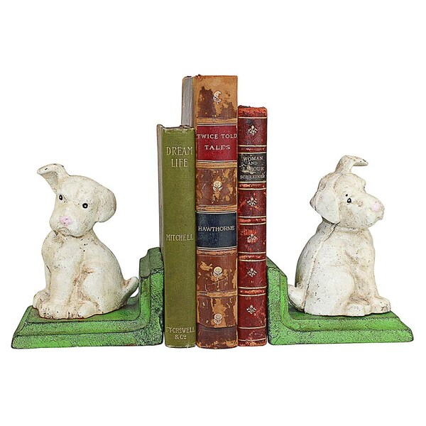 Design Toscano Wheaten Scottish Terrier Dogs Cast Iron Sculptural Bookend Pair - SP1224