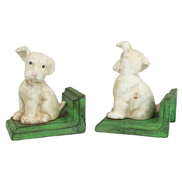 Design Toscano Wheaten Scottish Terrier Dogs Cast Iron Sculptural Bookend Pair - SP1224