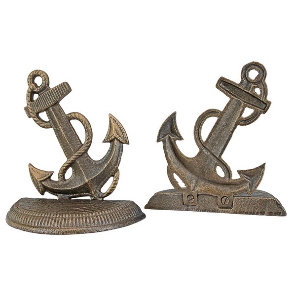 Design Toscano Maritime Anchor Cast Iron Sculptural Bookend Pair - SP625