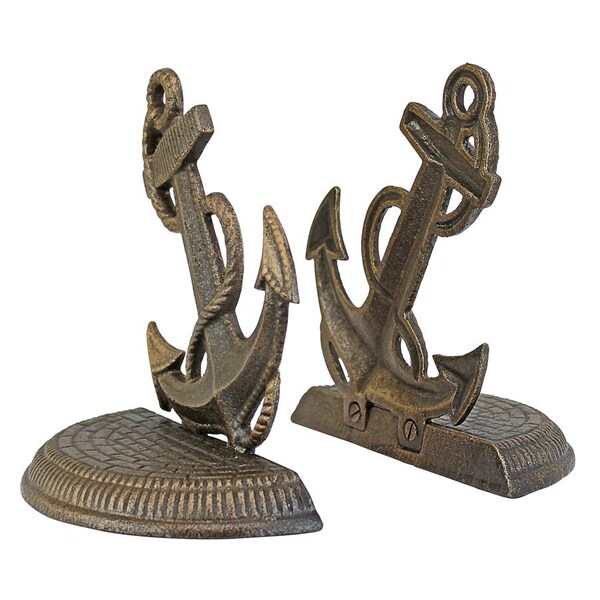 Design Toscano Maritime Anchor Cast Iron Sculptural Bookend Pair - SP625