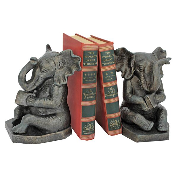Design Toscano Educated Elephant Cast Iron Bookend: Pair - SP9739