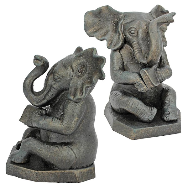 Design Toscano Educated Elephant Cast Iron Bookend: Pair - SP9739