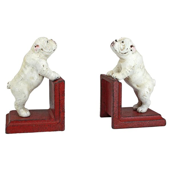 Design Toscano Over the Fence Bulldog Cast Iron Sculptural Bookend Pair - SP2524